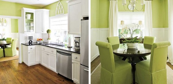 cocina y comedor verde