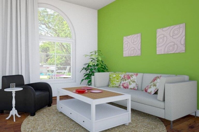 Sala verde y blanco