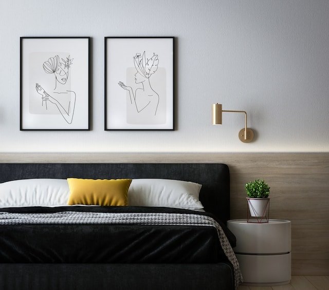 Dormitorio blanco y negro