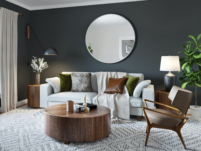 Sala elegante en color gris marengo