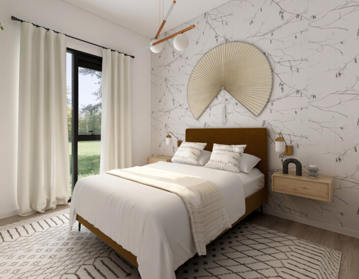 Dormitorio empapelado sencillo blanco