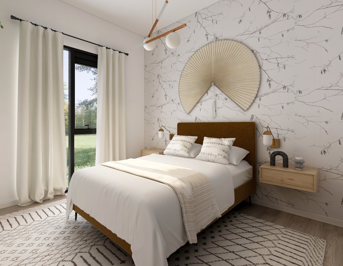 Dormitorio empapelado sencillo blanco