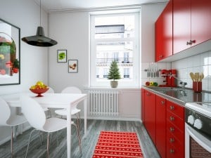 Cocinas en combinación de colores blanco y rojo