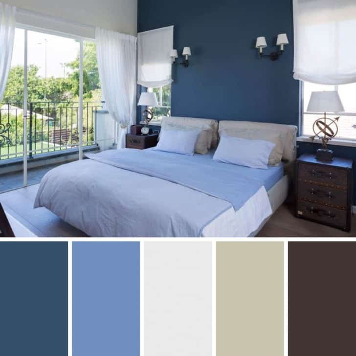 Dormitorio azul y blanco