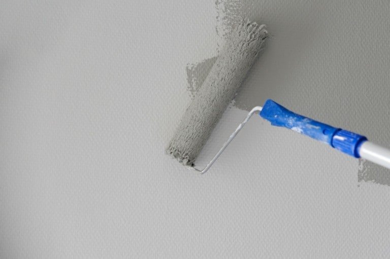 Rodillo de pared con pintura gris