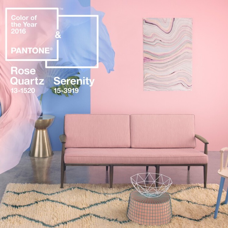 Presentación de Pantone colores del año 2016, rosado y azul celeste