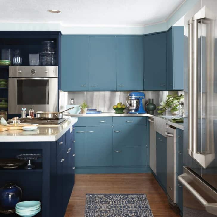 Muebles de la cocina azules