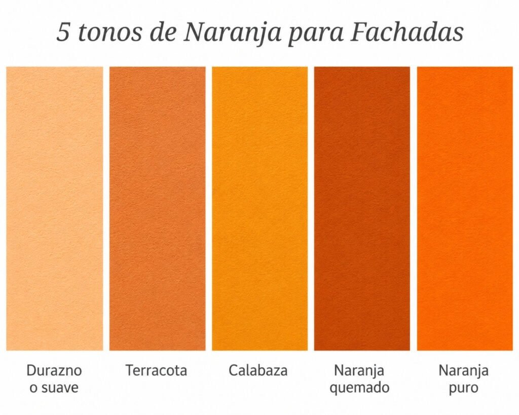 Paleta de colores naranja para fachadas y exterior de casa