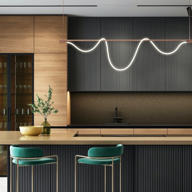Cocina modera con gabinetes en color negro
