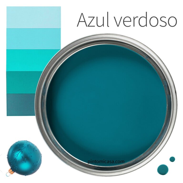 Lata de pintura de color azul verdoso