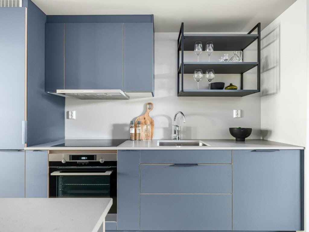 Cocina azul acero