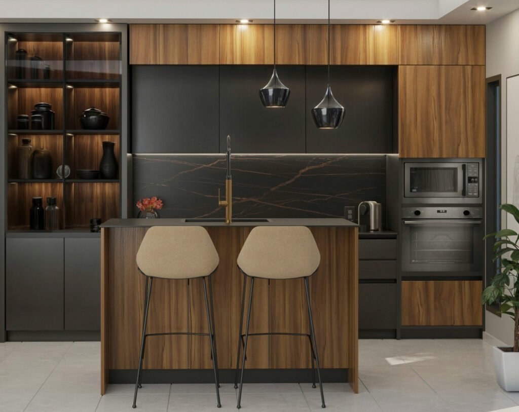 Cocina moderna con madera