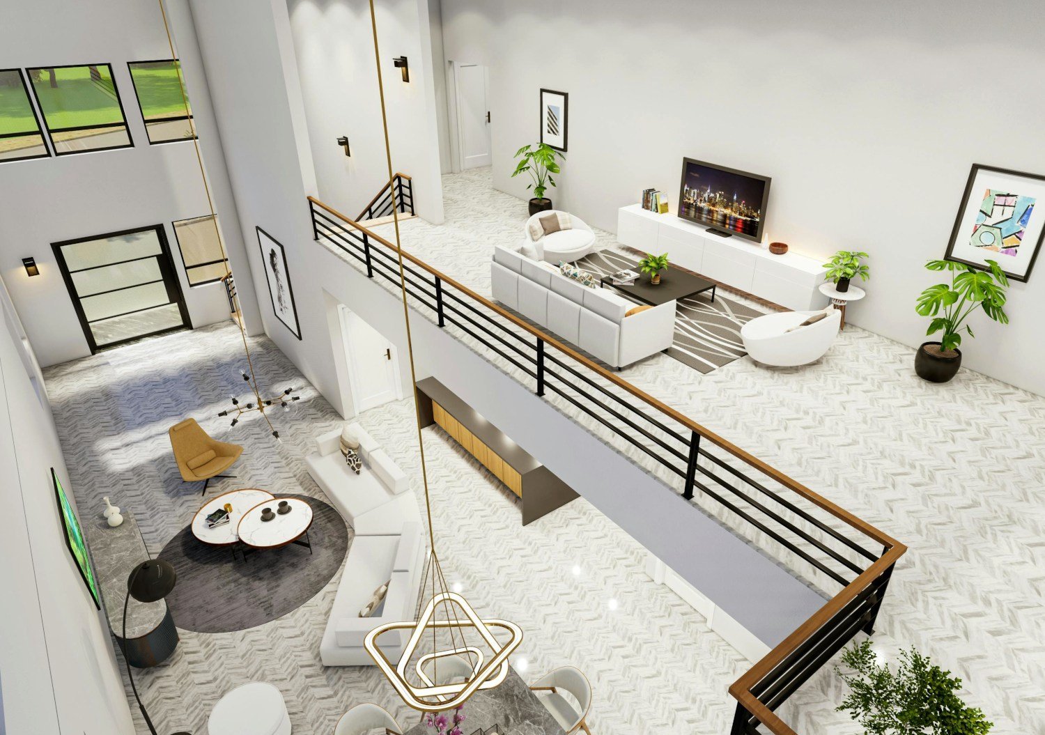 render arquitectónico en 3d de vivienda de dos niveles