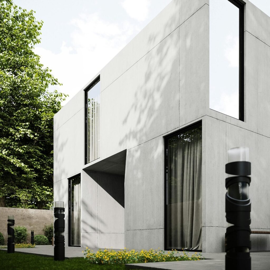 Render de fachada de casa moderna