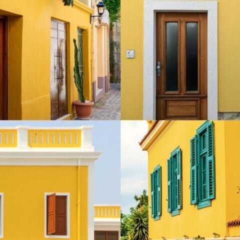 Fachadas de casas de colores amarillos