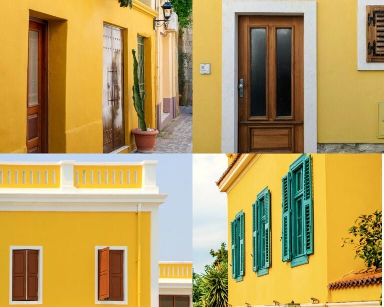 Fachadas de casas de colores amarillos