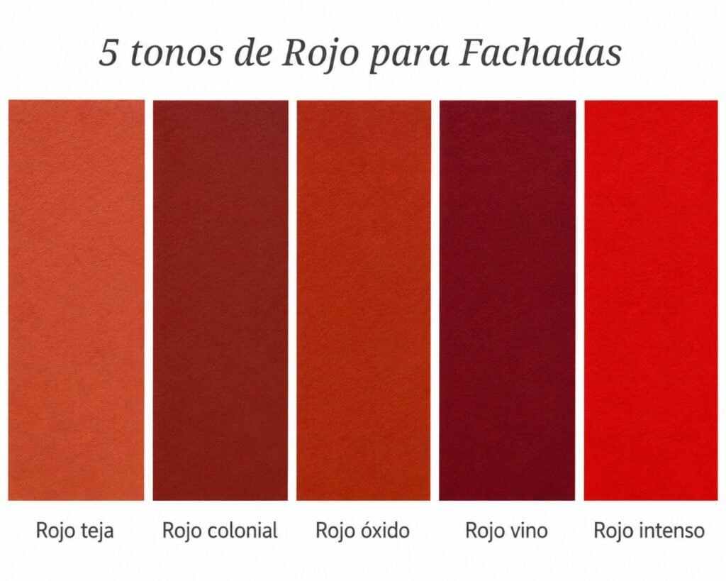 Paleta de colores rojos para exterior de casas