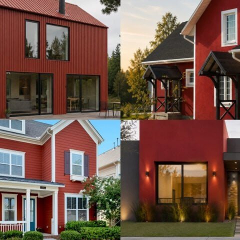 Fachadas de casas de color rojo, diferentes estilos