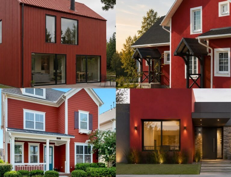 Fachadas de casas de color rojo, diferentes estilos