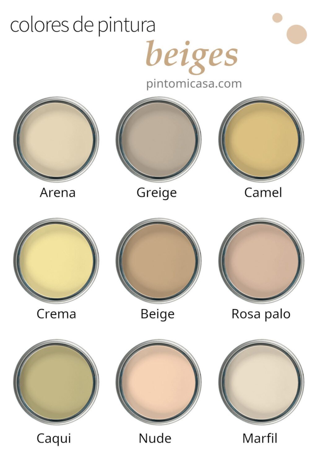 Paleta de colores de pintura beiges